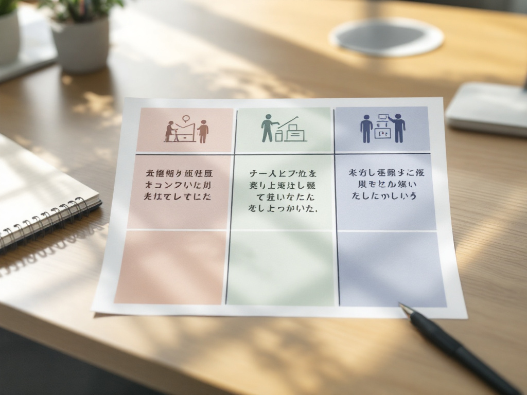 3つのパターン別に回答を整理するイメージ