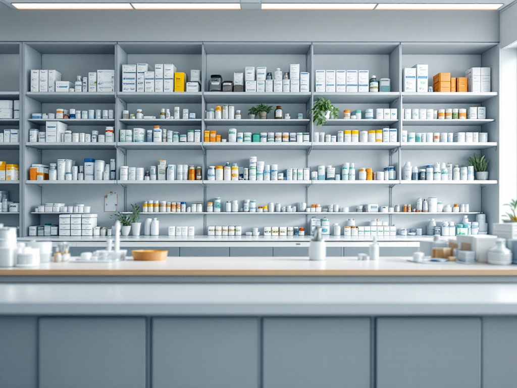 調剤薬局のカウンターと薬棚